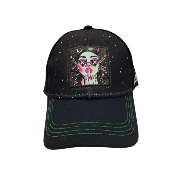 CSPP-004 Get Lost Secret Zipper Pocket Cap – Smell-Proof Stash Hat (Green Girl Middle Finger)