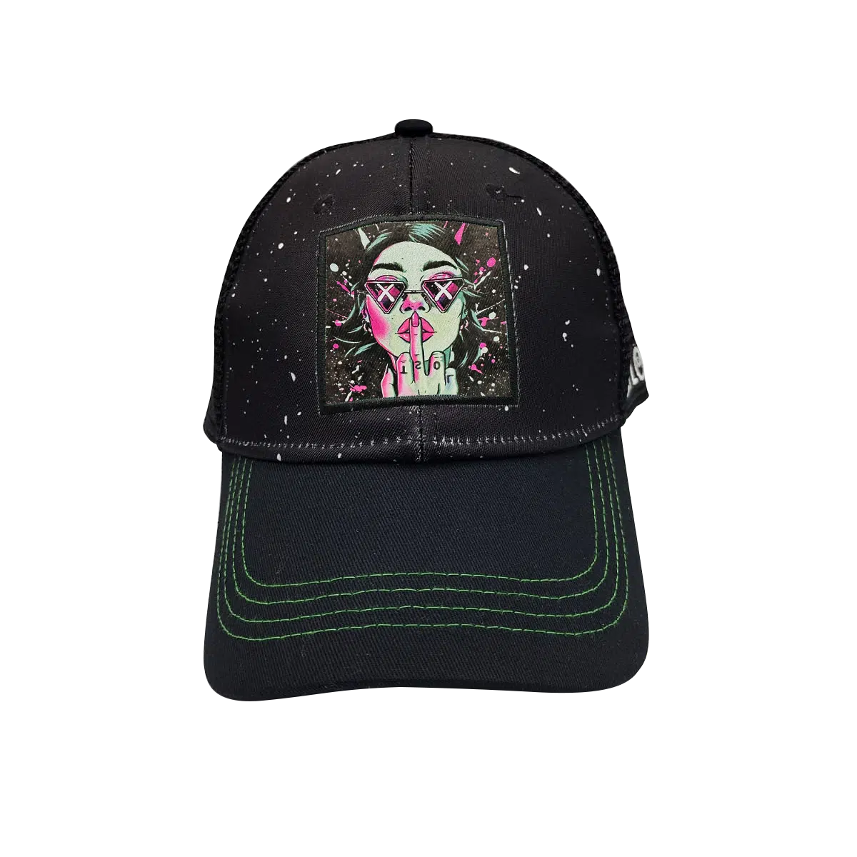 CSPP-004 Get Lost Secret Zipper Pocket Cap – Smell-Proof Stash Hat (Green Girl Middle Finger)