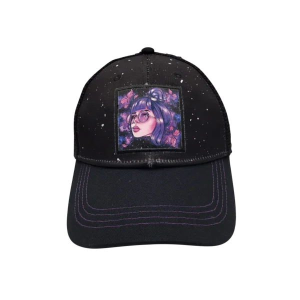 CSPP-020 Get Lost Secret Zipper Pocket Cap – Smell-Proof Stash Hat (Purple Hair Girl With Glasses)