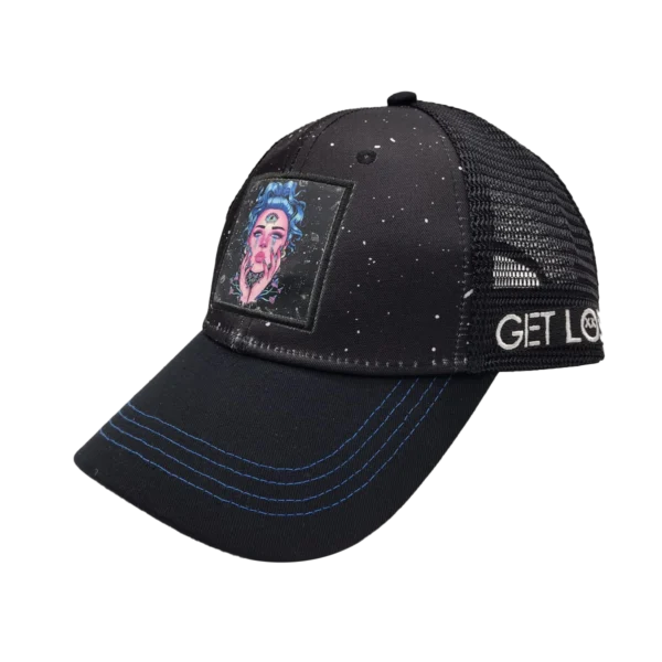 CSPP-022 Get Lost Secret Zipper Pocket Cap – Smell-Proof Stash Hat (Blue Hair Third Eye Girl) - Image 3