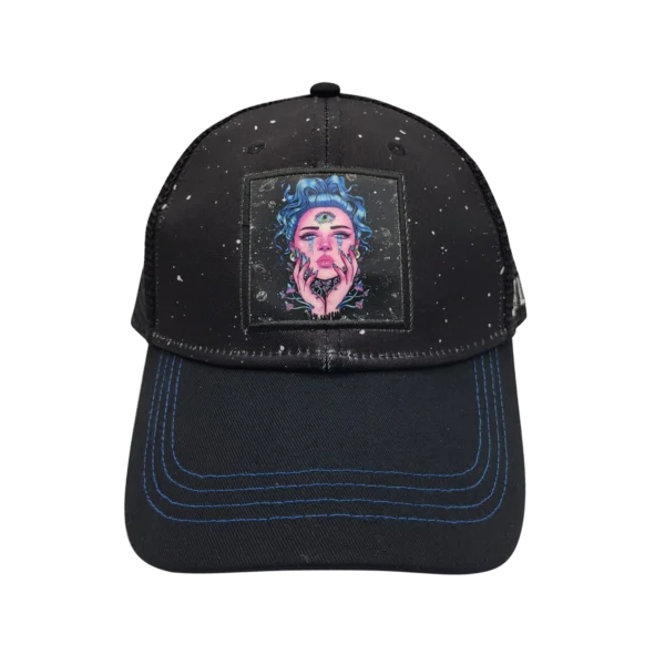 CSPP-022 Get Lost Secret Zipper Pocket Cap – Smell-Proof Stash Hat (Blue Hair Third Eye Girl)
