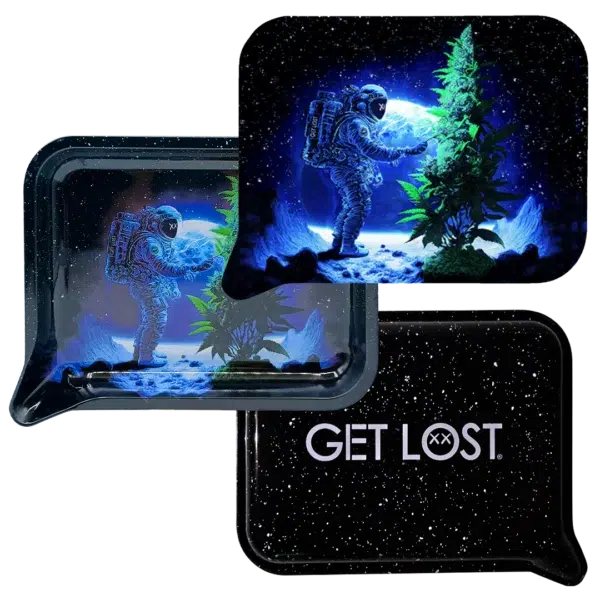 FRT3D-SM-003 Get Lost Small 3D Rolling Tray With Magnetic Lid Cover (Astronaut Weed Tree) - Image 3