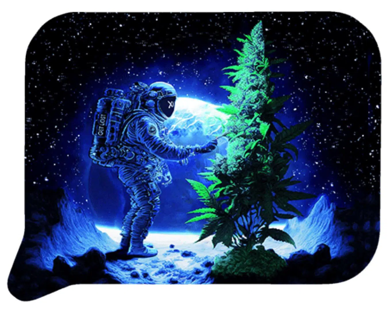 FRT3D-SM-003 Get Lost Small 3D Rolling Tray With Magnetic Lid Cover (Astronaut Weed Tree)