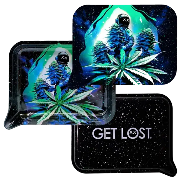 FRT3D-SM-004 Get Lost Small 3D Rolling Tray With Magnetic Lid Cover (Astronaut Weed Harvest) - Image 3