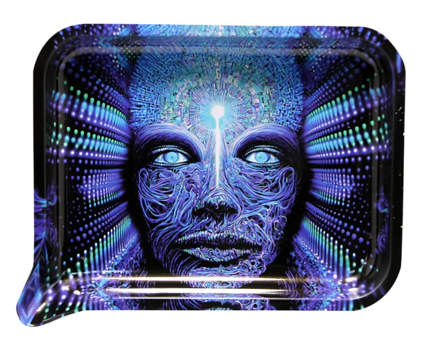 FRT3D-SM-005 Get Lost Small 3D Rolling Tray With Magnetic Lid Cover (Blue Alien Lost Guy)