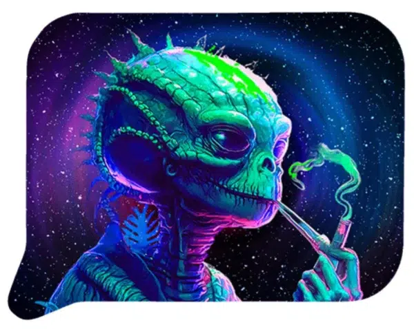 FRT3D-SM-012 Get Lost Small 3D Rolling Tray With Magnetic Lid Cover (Green Alien Smoking)