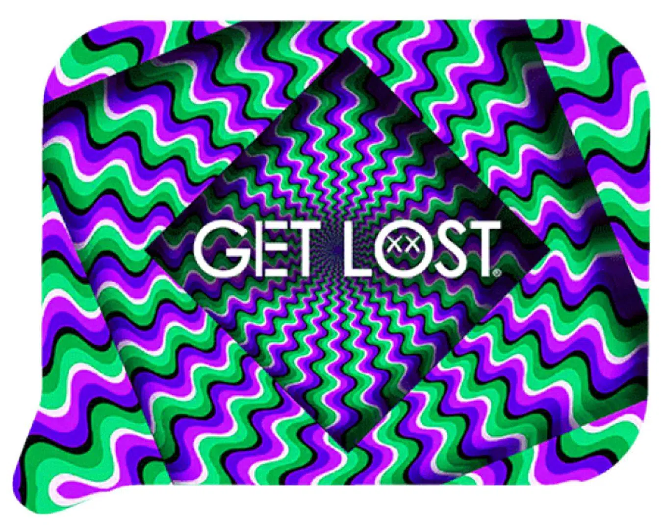 FRT3D-SM-015 Get Lost Small 3D Rolling Tray With Magnetic Lid Cover (Purple Green Spiral)