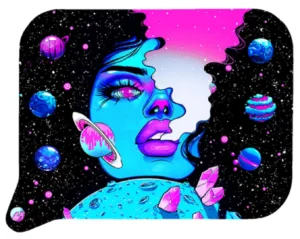 FRT3D-SM-022 Get Lost Small 3D Rolling Tray With Magnetic Lid Cover (Galaxy Blue Smoking Girl)