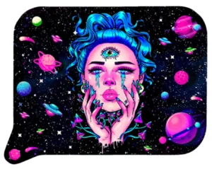 FRT3D-SM-023 Get Lost Small 3D Rolling Tray With Magnetic Lid Cover (Blue Hair Third Eye Girl)