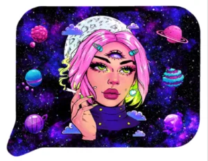 FRT3D-SM-024 Get Lost Small 3D Rolling Tray With Magnetic Lid Cover (Pink Hair Third Eye Girl)