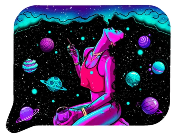 FRT3D-SM-026 Get Lost Small 3D Rolling Tray With Magnetic Lid Cover (Girl Smoking Up)