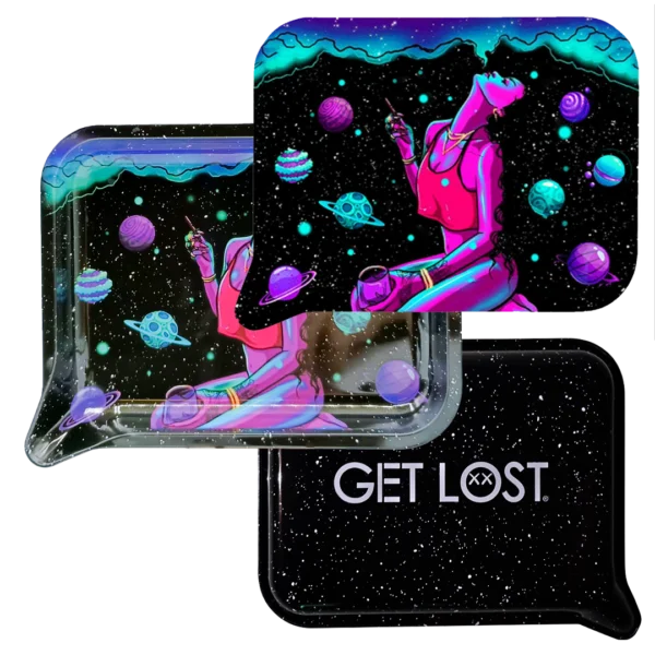 FRT3D-SM-026 Get Lost Small 3D Rolling Tray With Magnetic Lid Cover (Girl Smoking Up) - Image 3
