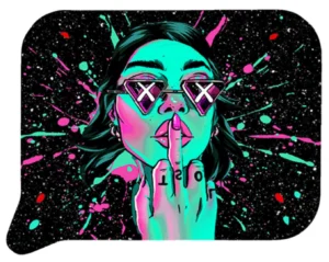 FRT3D-SM-027 Get Lost Small 3D Rolling Tray With Magnetic Lid Cover (Green Girl Middle Finger)