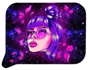 FRT3D-SM-028 Get Lost Small 3D Rolling Tray With Magnetic Lid Cover (Purple Hair Girl With Glasses)