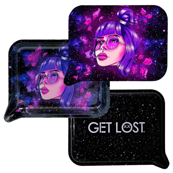 FRT3D-SM-028 Get Lost Small 3D Rolling Tray With Magnetic Lid Cover (Purple Hair Girl With Glasses) - Image 3