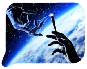 FRT3D-SM-031 Get Lost Small 3D Rolling Tray With Magnetic Lid Cover (Alien Fingers Smoking)