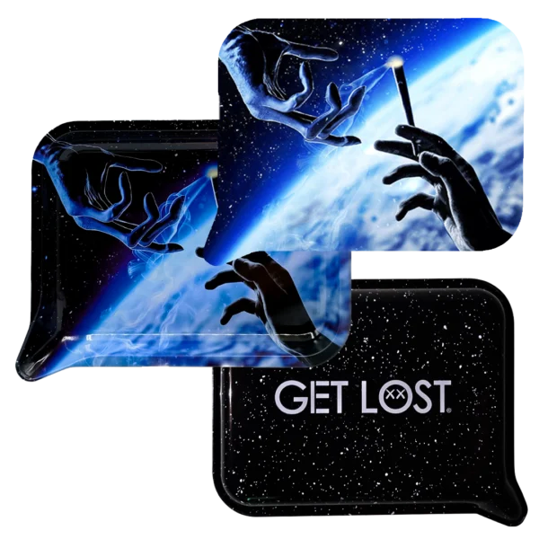 FRT3D-SM-031 Get Lost Small 3D Rolling Tray With Magnetic Lid Cover (Alien Fingers Smoking) - Image 3