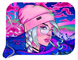 FRT3D-SM-033 Get Lost Small 3D Rolling Tray With Magnetic Lid Cover (Pink Hat Girl)