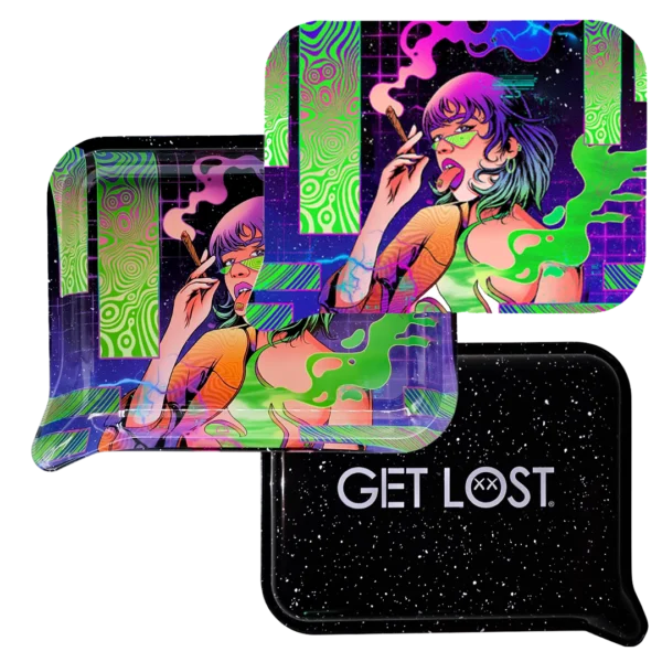 FRT3D-SM-041 Get Lost Small 3D Rolling Tray With Magnetic Lid Cover (Girl Tongue Out Smoking) - Image 3