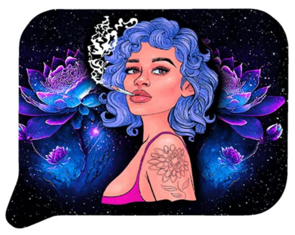 FRT3D-SM-042 Get Lost Small 3D Rolling Tray With Magnetic Lid Cover (Girl Blue Hair White Smoke)