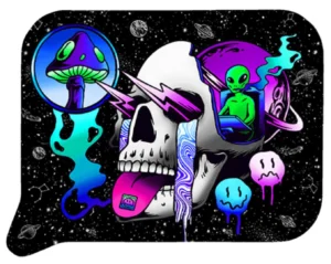 FRT3D-SM-043 Get Lost Small 3D Rolling Tray With Magnetic Lid Cover (Galaxy Skull)