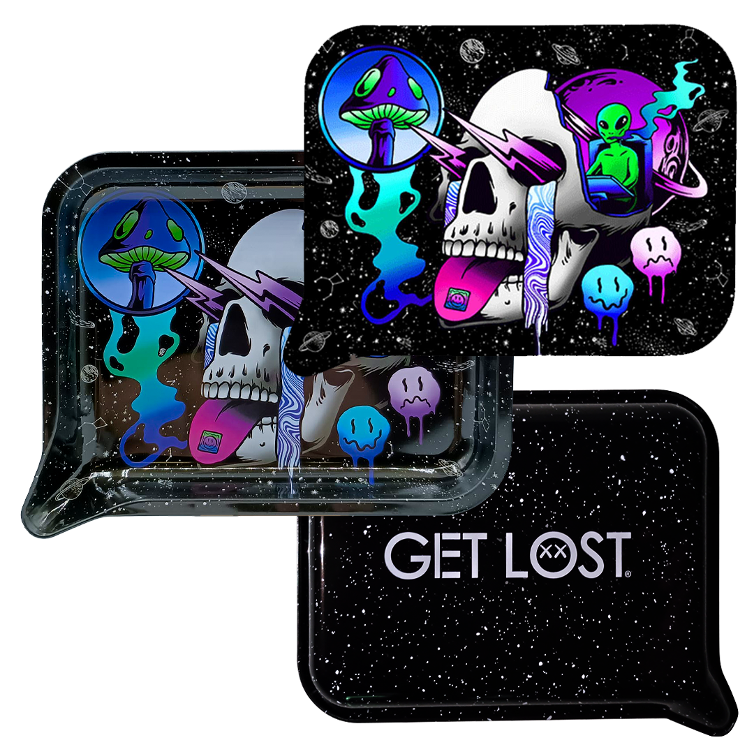 FRT3D-SM-043 Get Lost Small 3D Rolling Tray With Magnetic Lid Cover (Galaxy Skull) - Image 3