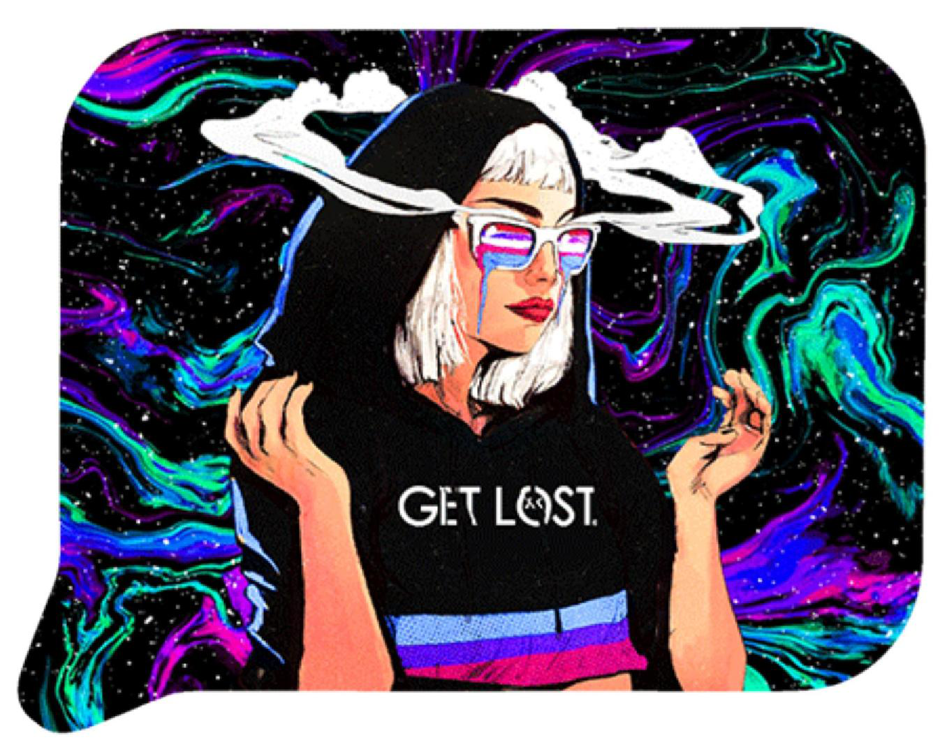 FRT3D-SM-045 Get Lost Small 3D Rolling Tray With Magnetic Lid Cover (Smoking Nun)