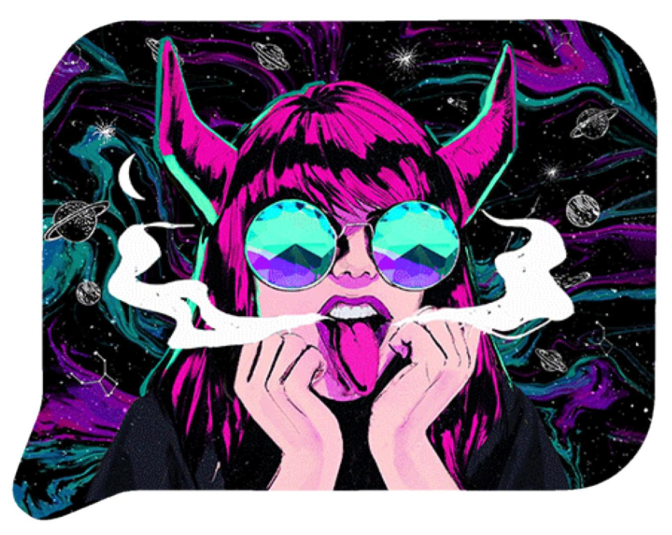 FRT3D-SM-048 Get Lost Small 3D Rolling Tray With Magnetic Lid Cover (Red Horn Girl)