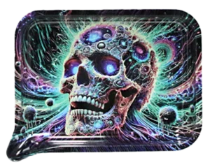 FRT3D-SM-052 Get Lost Small 3D Rolling Tray With Magnetic Lid Cover (Trippy Old Skull)
