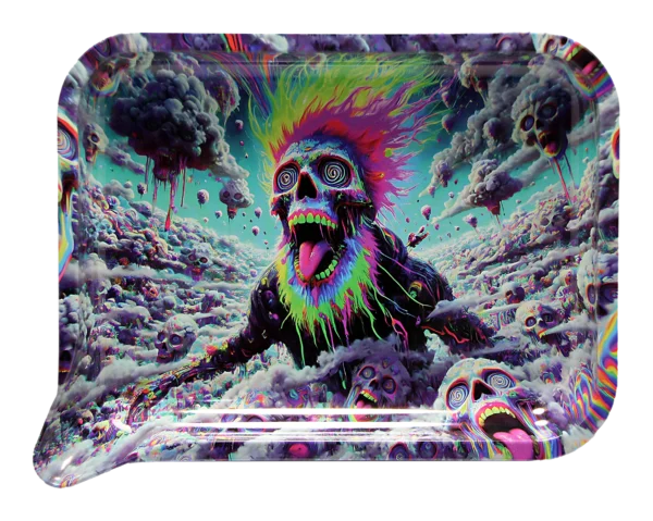 FRT3D-SM-055 Get Lost Small 3D Rolling Tray With Magnetic Lid Cover (Mad Max Skeleton)