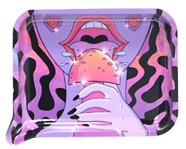 FRT3D-SM-059 Get Lost Small 3D Rolling Tray With Magnetic Lid Cover (Purple Girl Licking Mushroom)