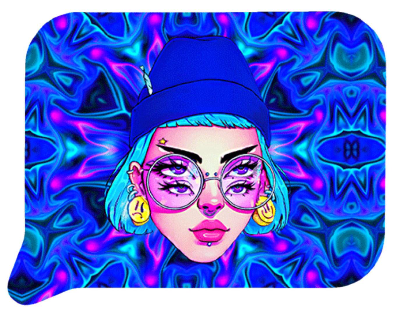 FRT3D-SM-060 Get Lost Small 3D Rolling Tray With Magnetic Lid Cover (4 Eyes Trippy Girl)