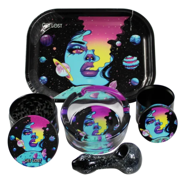 HP-GS-014 Get Lost Hand Pipe Gift Set – 5 in 1 (Galaxy Blue Girl Smoking)