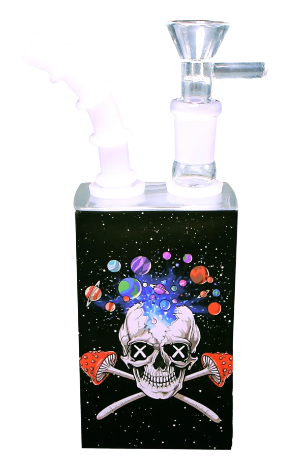 JB-002 Get Lost Glass Juice Box Pipe (Galaxy Skull)
