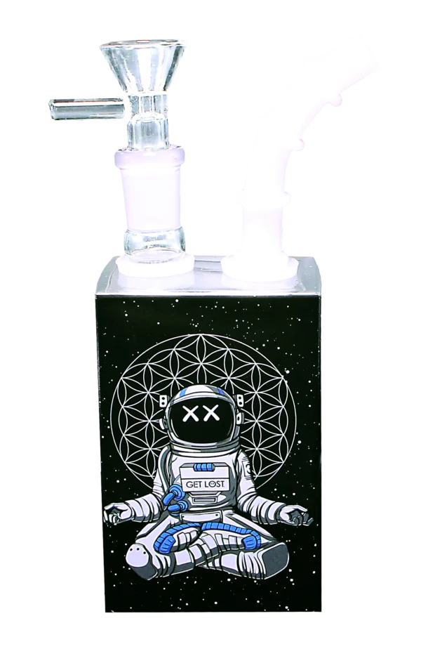 JB-004 Get Lost Glass Juice Box Pipe (Astronaut Meditating)