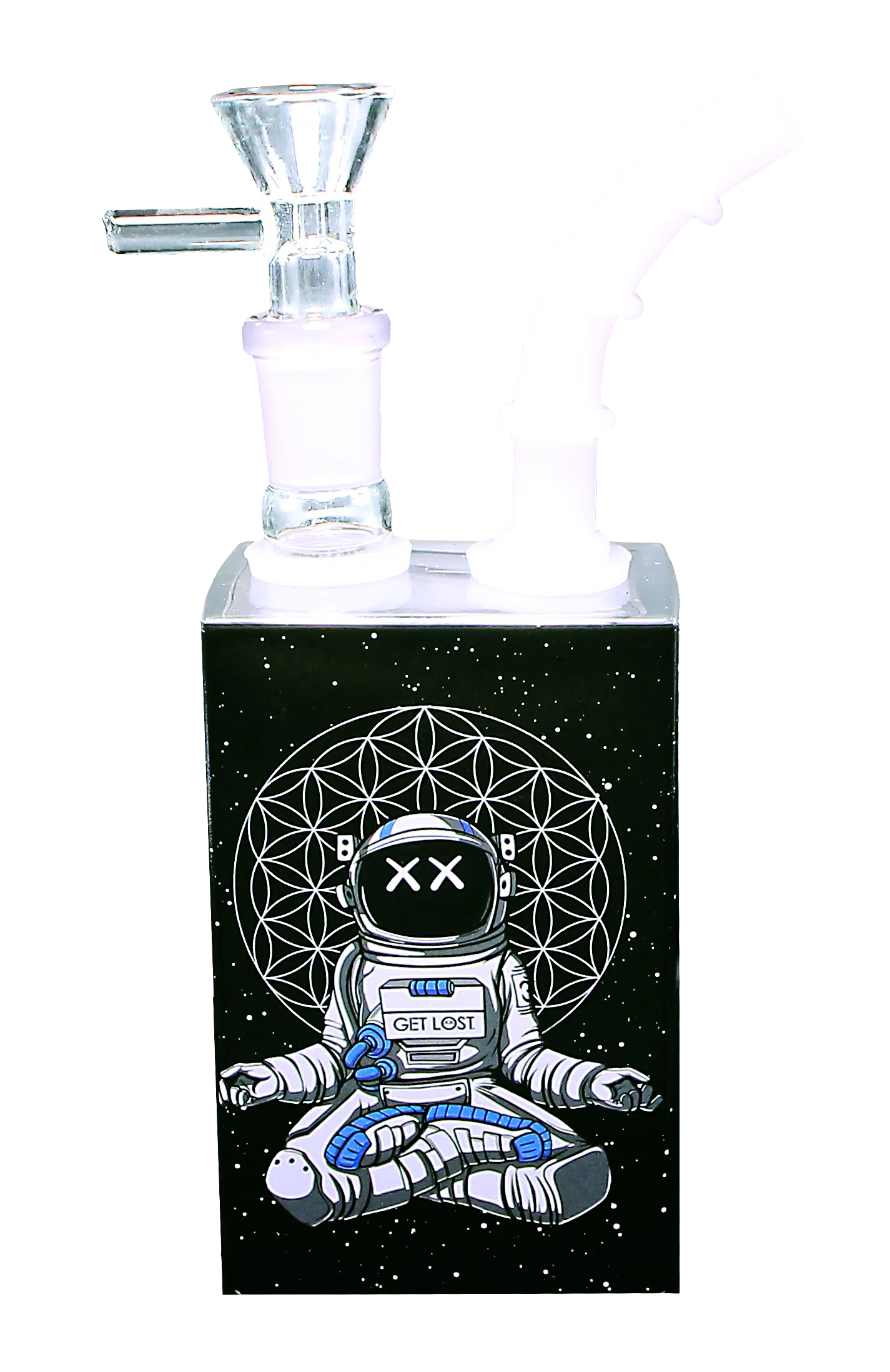 JB-004 Get Lost Glass Juice Box Pipe (Astronaut Meditating)