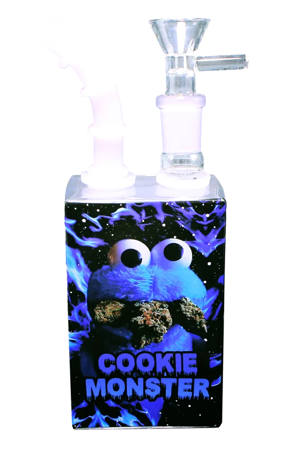 JB-009 Glass Juice Box Pipe (Cookie Monster) - Image 3