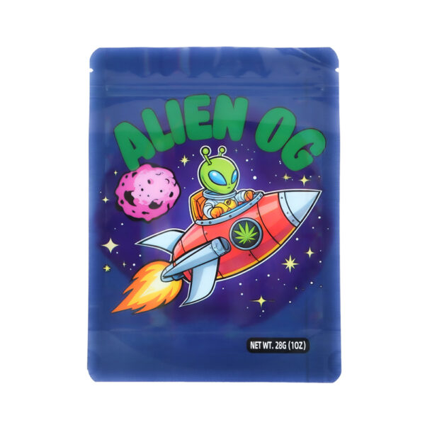 28 Gram Mylar Bag – Premium Smell-Proof Flower Packaging - Alien OG (50 Count) MB-28G-001
