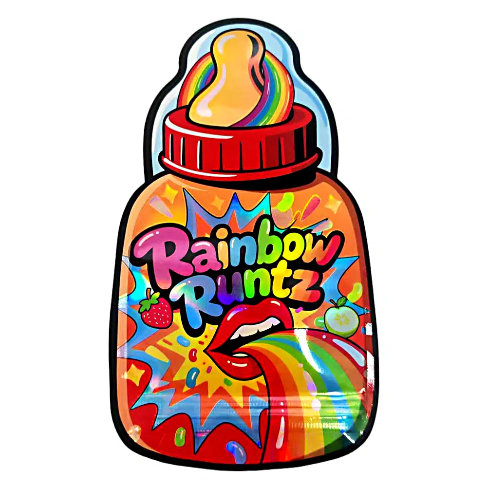3.5g Designer Shape Mylar Bag – Premium Packaging (50 Count) Rainbow Runtz – MB-BABY-001