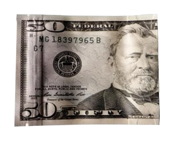 3.5 Gram Money Mylar Bag – Premium Smell-Proof Flower Packaging - Fifty Dollar Bill Vers 1 (50 Count) MMB-35G-002