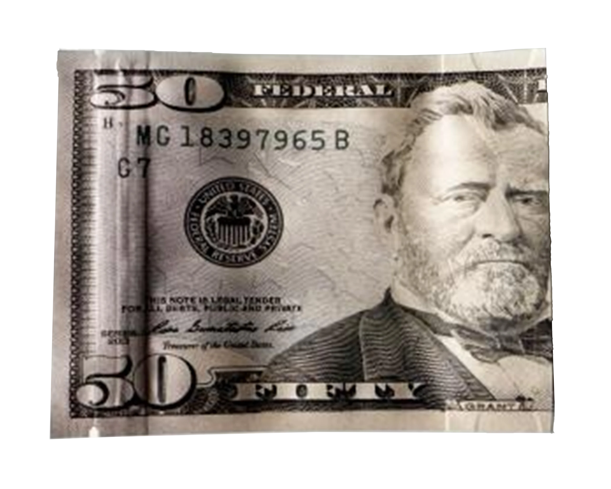 3.5 Gram Money Mylar Bag – Premium Smell-Proof Flower Packaging – Fifty Dollar Bill Vers 1 (50 Count) MMB-35G-002