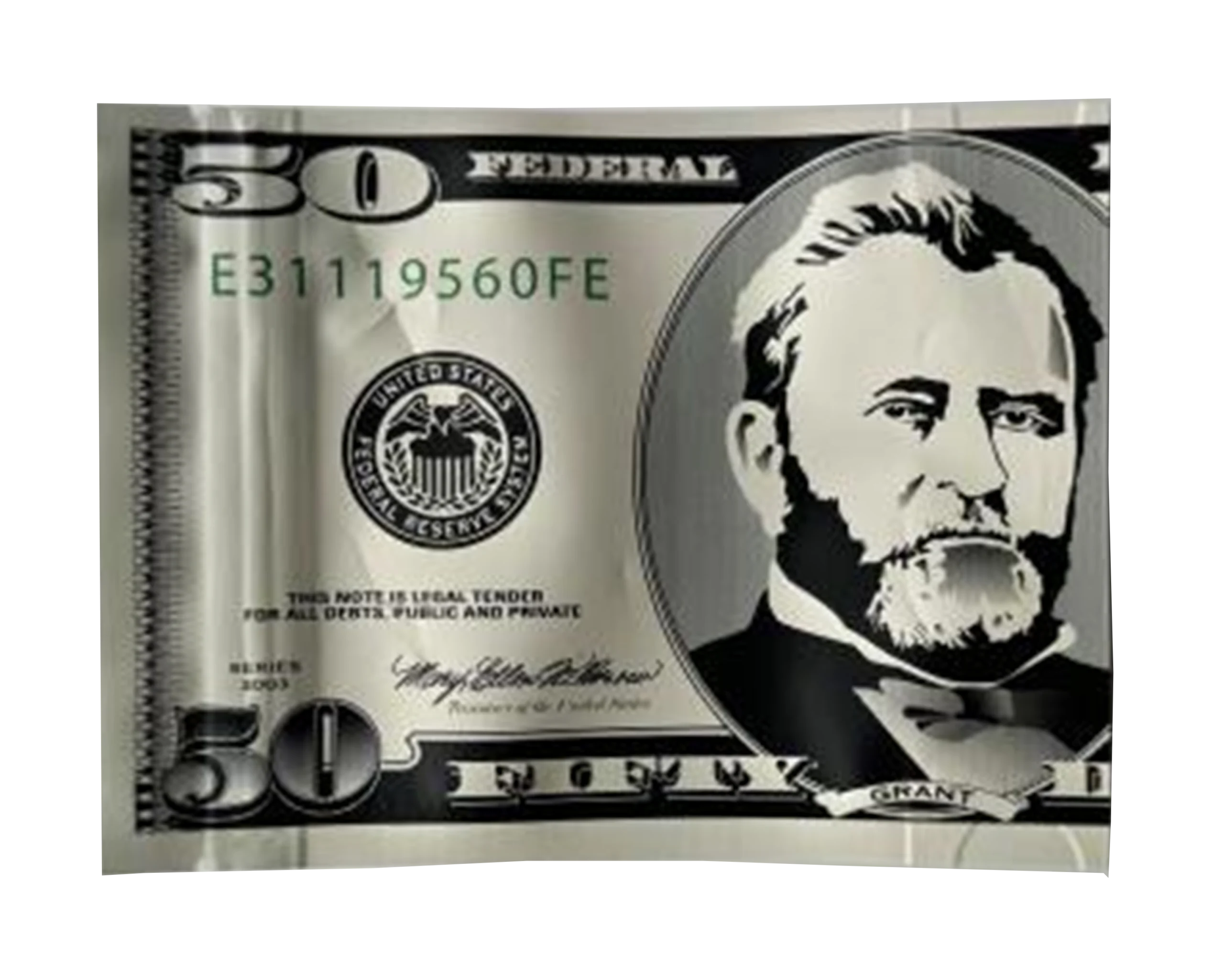 3.5 Gram Money Mylar Bag – Premium Smell-Proof Flower Packaging – Fifty Dollar Bill Vers 2 (50 Count) MMB-35G-003