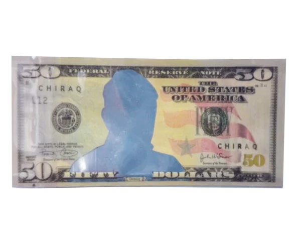 3.5 Gram Money Mylar Bag – Premium Smell-Proof Flower Packaging - Fifty Dollar Bill Who (50 Count) MMB-35G-009