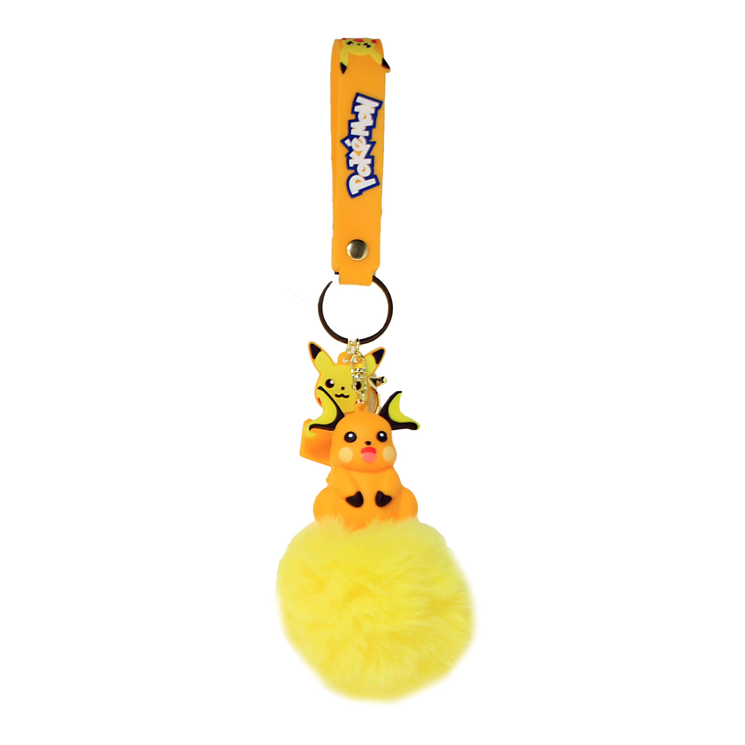 PSK-007 Pom Pom Puffy Keychain with Silicone Band – Pokemon Pikachu02