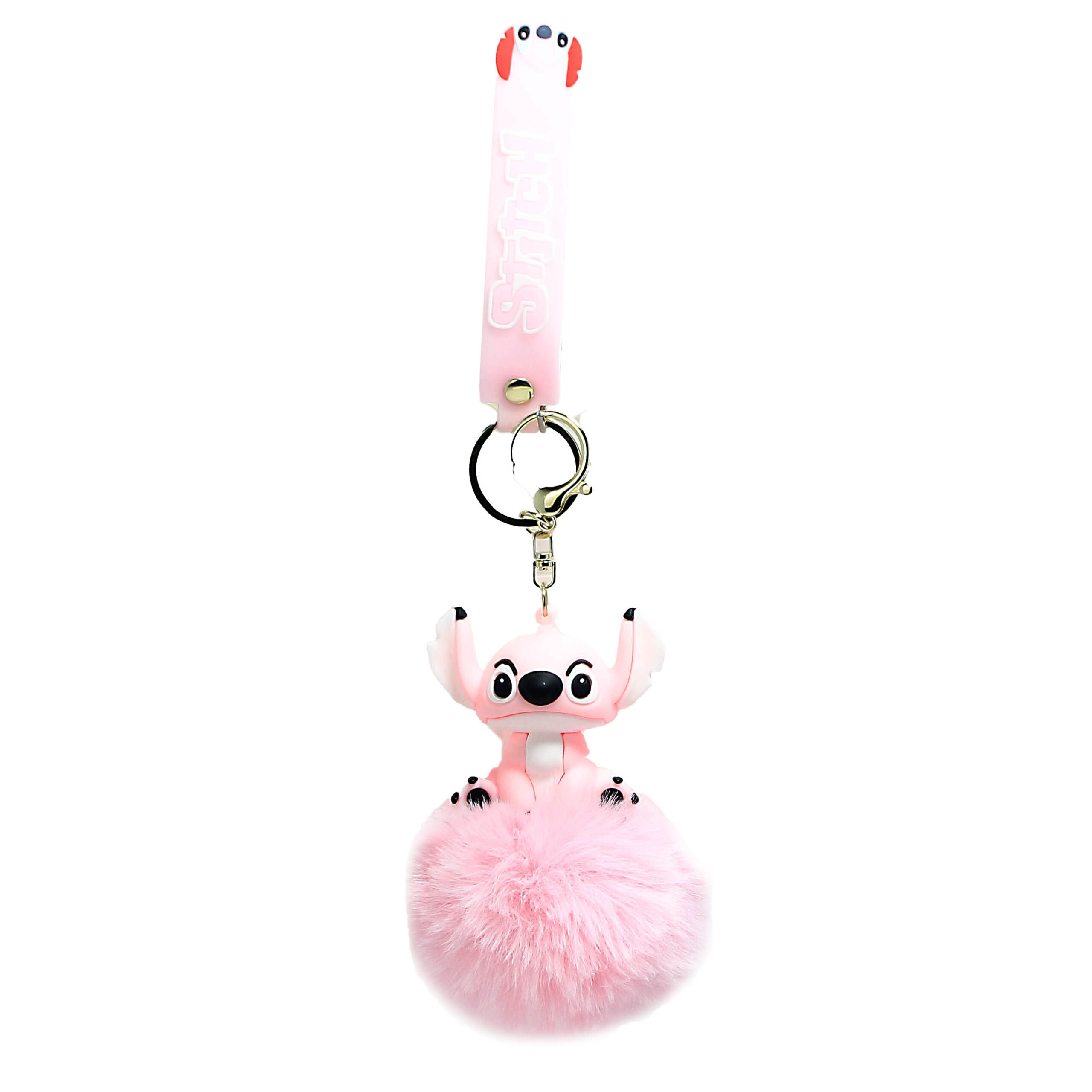PSK-016 Pom Pom Puffy Keychain with Silicone Band – Pink Stitch Seating