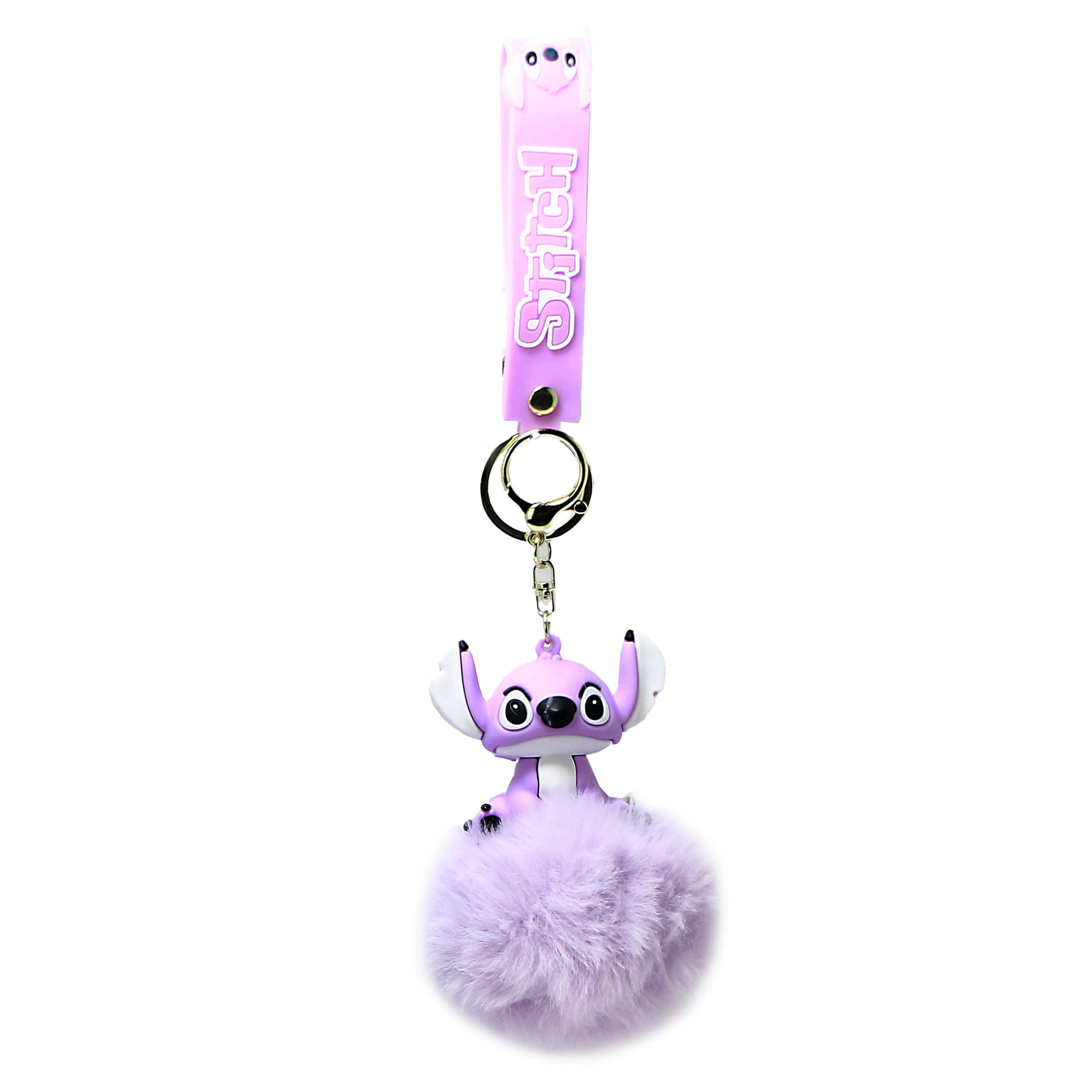PSK-018 Pom Pom Puffy Keychain with Silicone Band – Pink Stitch Stun