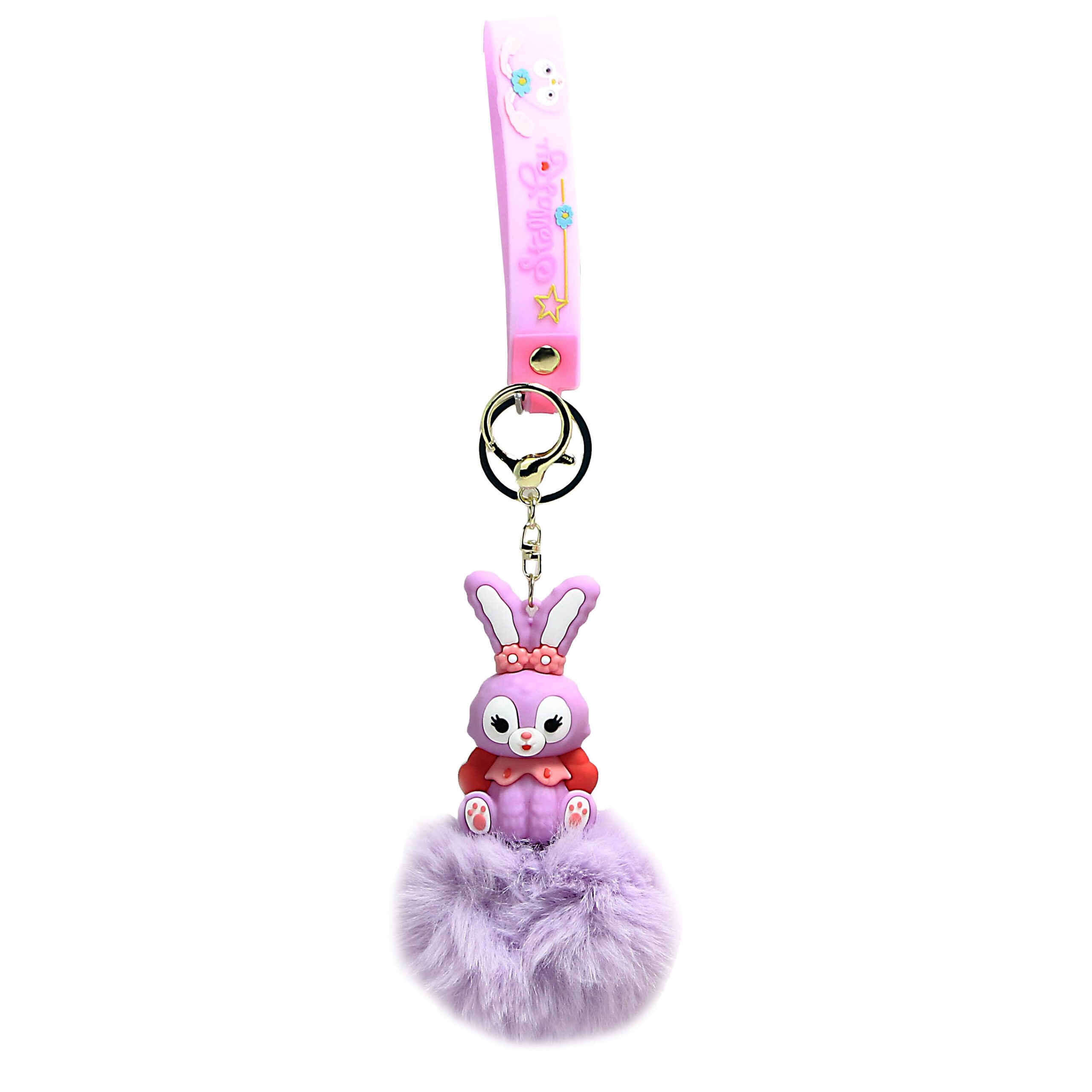 PSK-024 Pom Pom Puffy Keychain with Silicone Band – Stella Lou – Bunny Red Sweater
