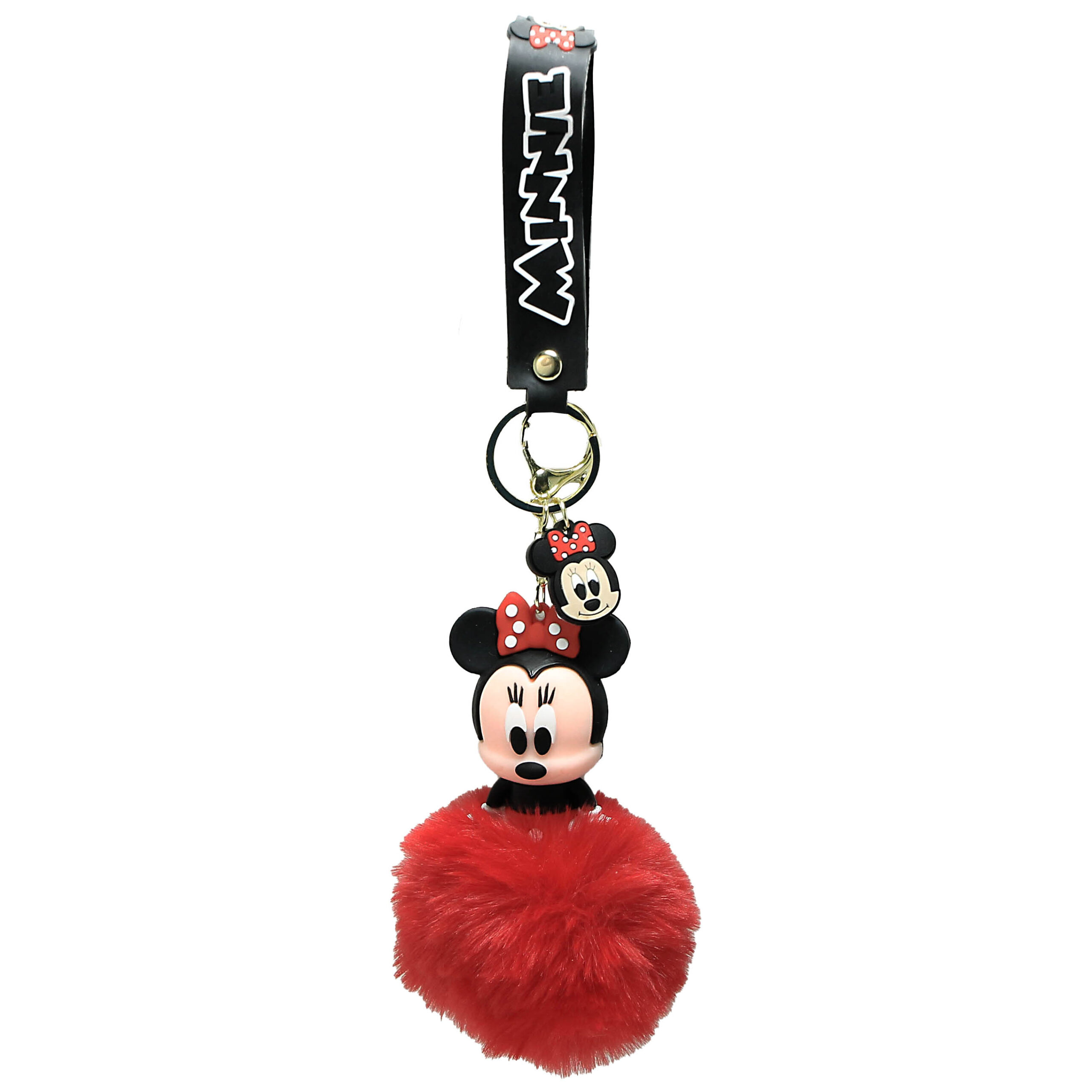PSK-027 Pom Pom Puffy Keychain with Silicone Band – Disney Mini Mouse
