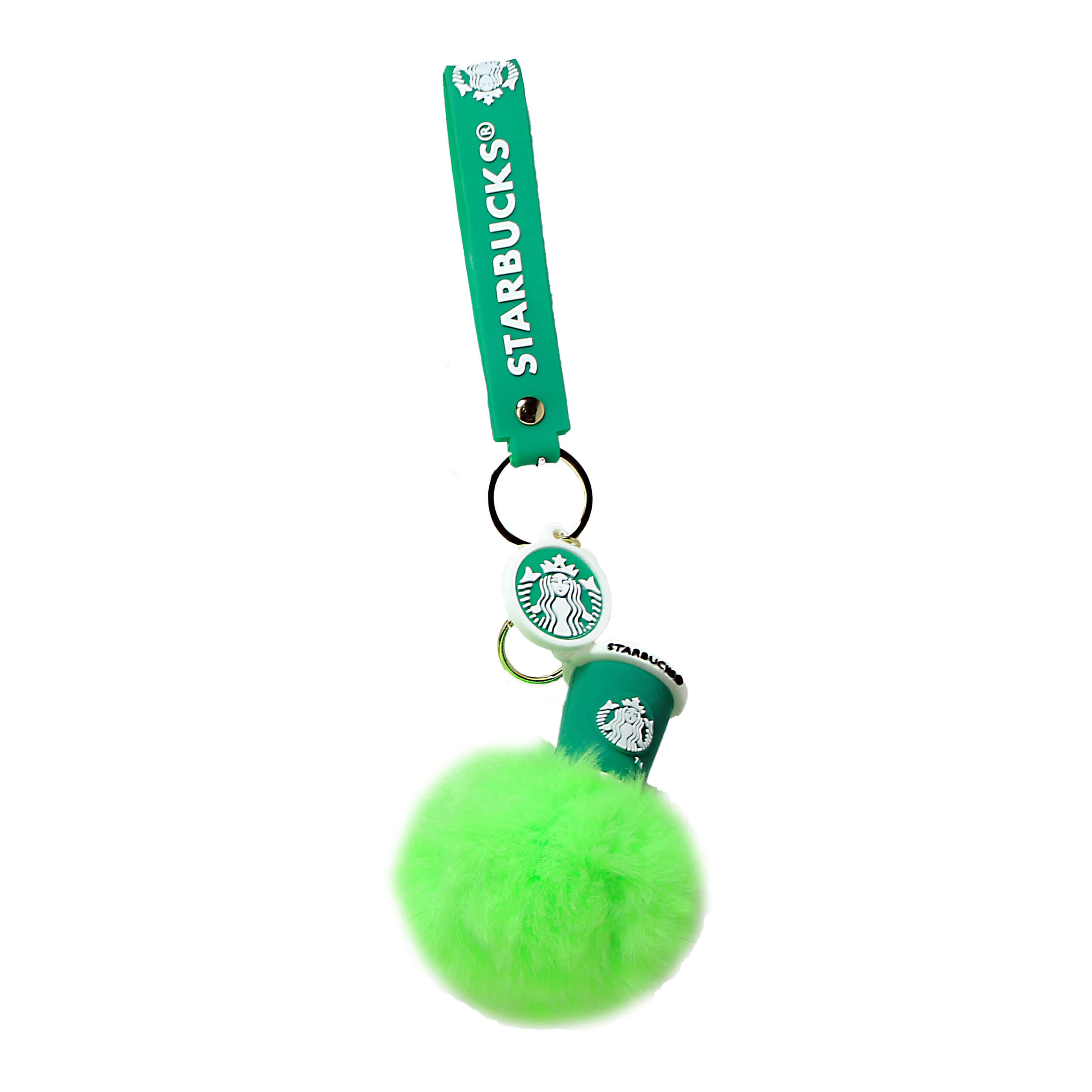 PSK-036 Pom Pom Puffy Keychain with Silicone Band – Starbucks