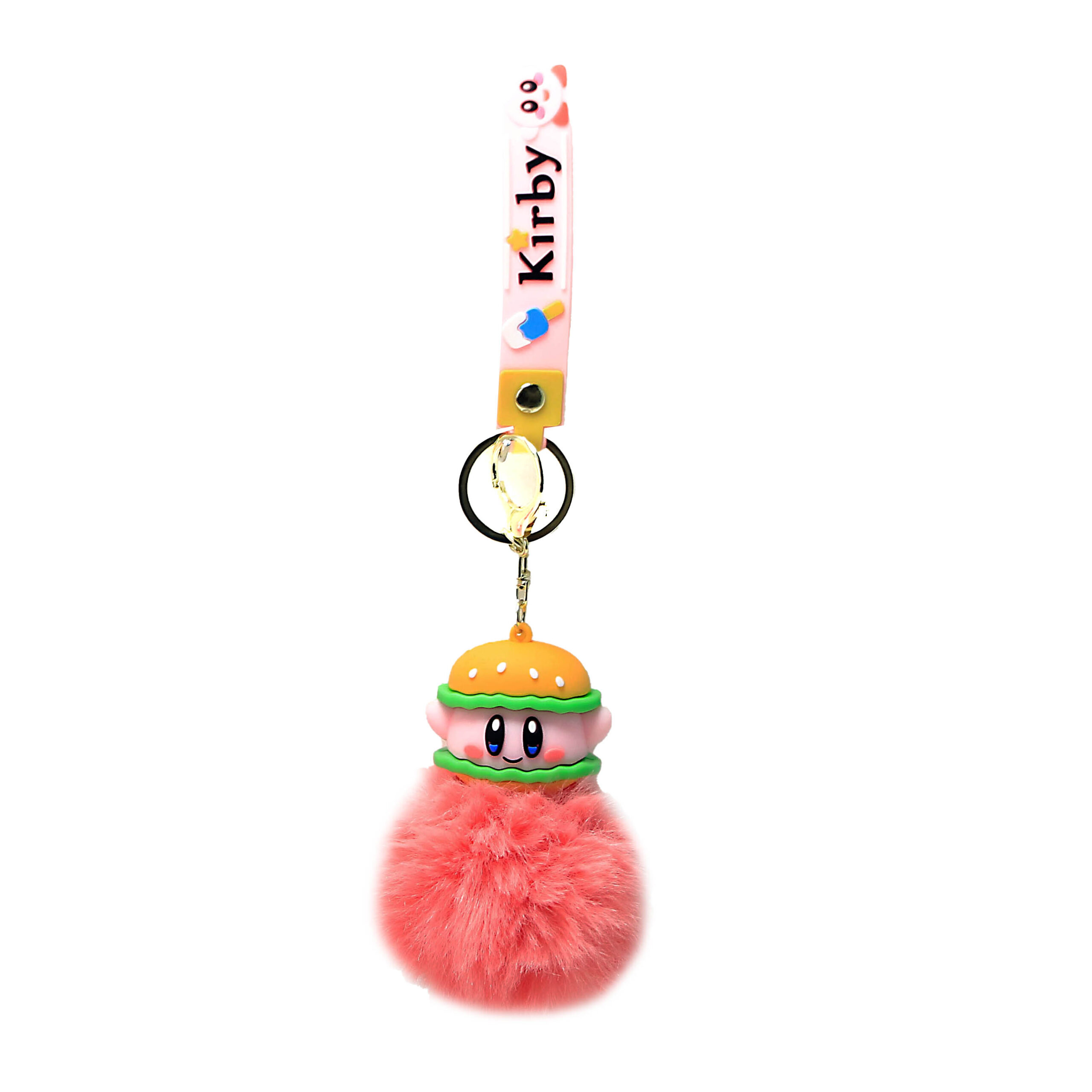 PSK-037 Pom Pom Puffy Keychain with Silicone Band – Kirby Burger
